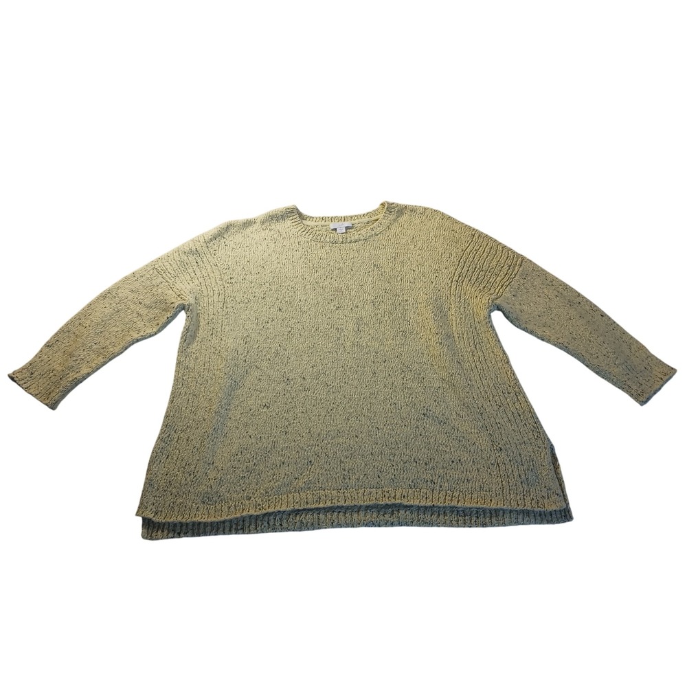 J.Jill Speckled Knit SSW238542 Womens MP Yellow Crewneck Sweater Spring Casual